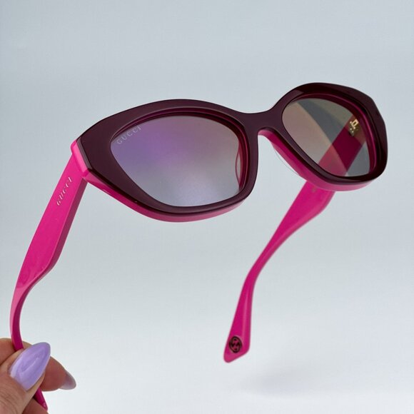 Gucci GG1638S 003 BRAND NEW Sunglasses Burgundy Fuchsia Red Mirrored Women - Picture 1 of 11